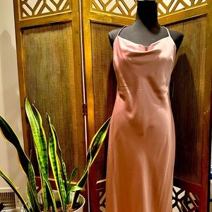 Pink satin slip dress